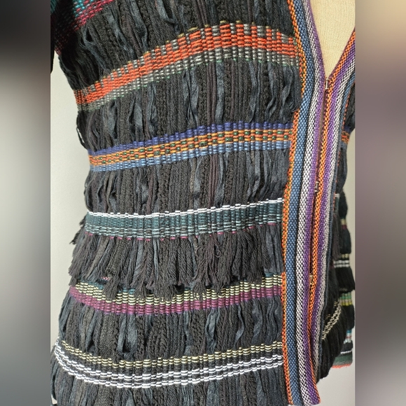 Ecru Multicolor Knit and Fringe Blazer. Size Small - Picture 3 of 15